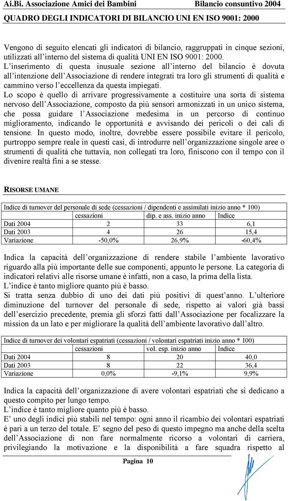 L inserimento di questa inusuale sezione all interno del bilancio è dovuta all intenzione dell Associazione di rendere integrati tra loro gli strumenti di qualità e cammino verso l eccellenza da