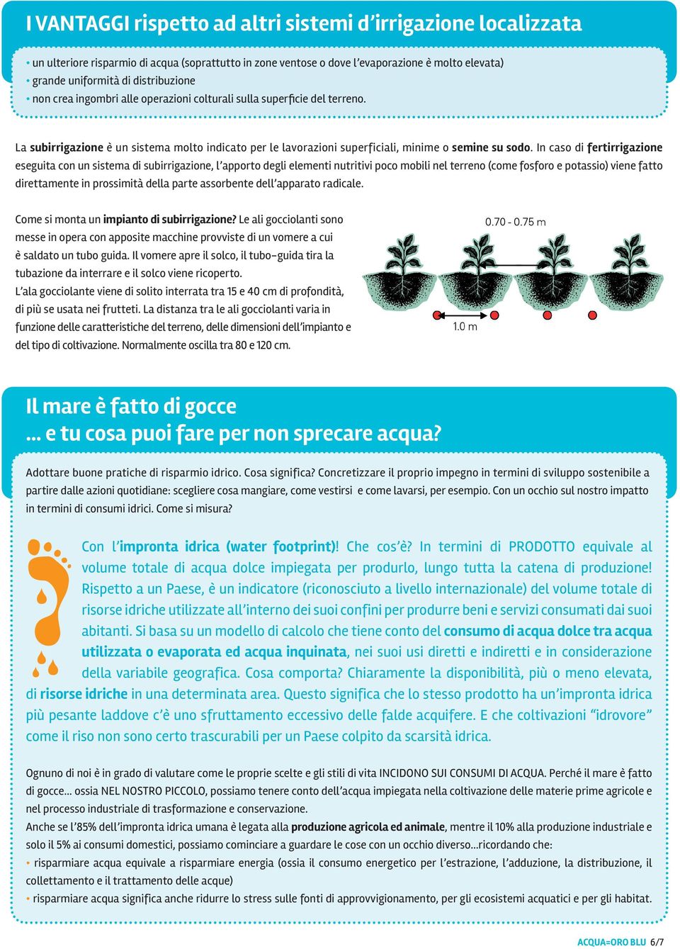 In caso di fertirrigazione eseguita con un sistema di subirrigazione, l apporto degli elementi nutritivi poco mobili nel terreno (come fosforo e potassio) viene fatto direttamente in prossimità della