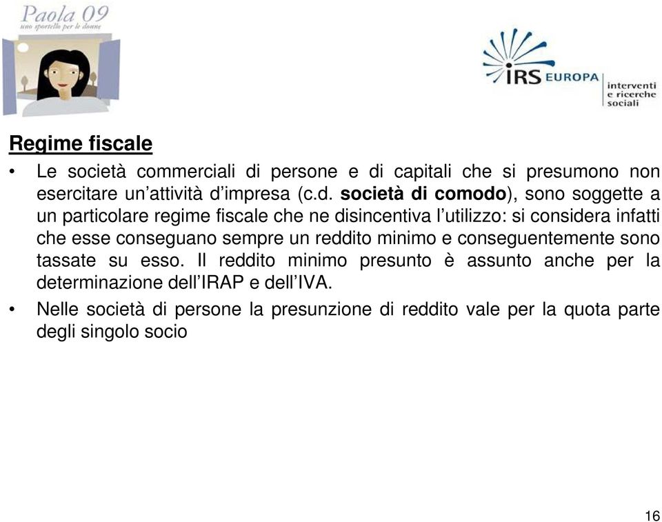 capitali che si presumono non esercitare un attività d 