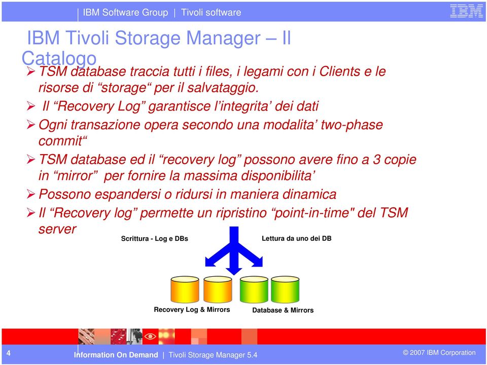 possono avere fino a 3 copie in mirror per fornire la massima disponibilita Possono espandersi o ridursi in maniera dinamica Il Recovery log