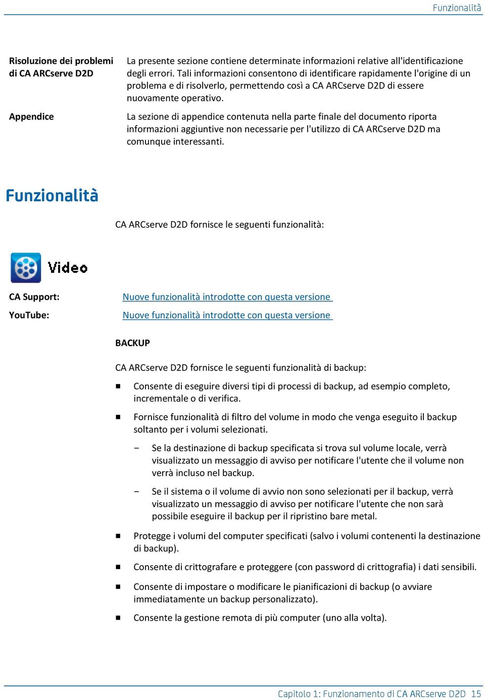 La sezione di appendice contenuta nella parte finale del documento riporta informazioni aggiuntive non necessarie per l'utilizzo di CA ARCserve D2D ma comunque interessanti.