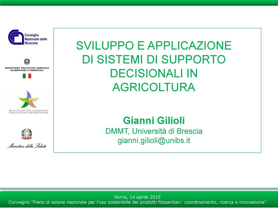 AGRICOLTURA Gianni Gilioli DMMT,