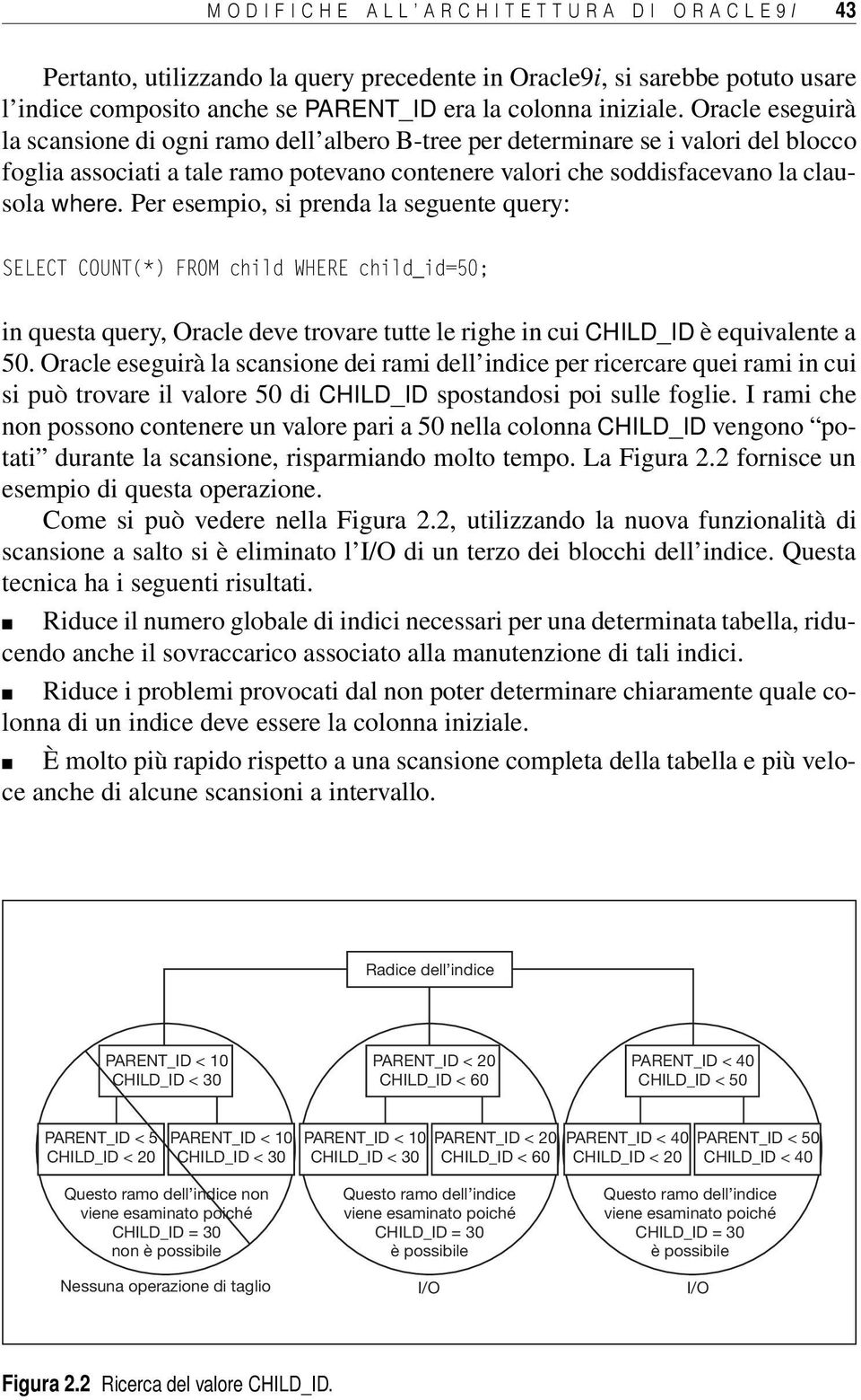 Per esempio, si prenda la seguente query: SELECT COUNT(*) FROM child WHERE child_id=50; in questa query, Oracle deve trovare tutte le righe in cui CHILD_ID è equivalente a 50.