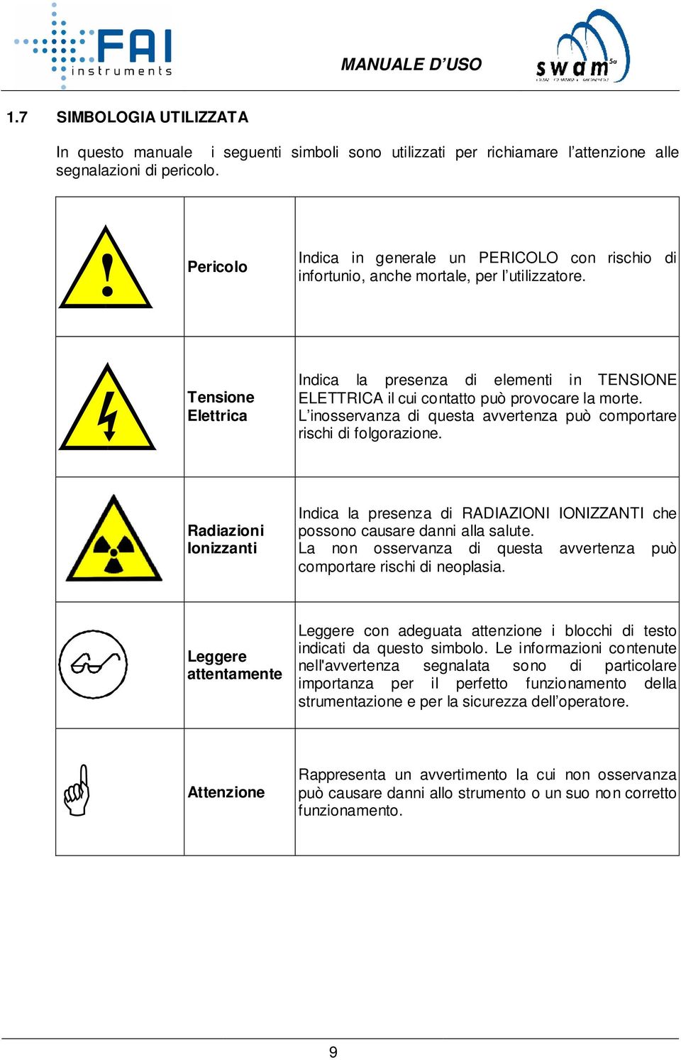 Tensione Elettrica Indica la presenza di elementi in TENSIONE ELETTRICA il cui contatto può provocare la morte. L inosservanza di questa avvertenza può comportare rischi di folgorazione.