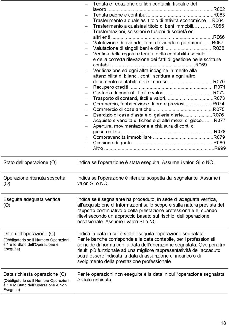 r067 Valutazione di singoli beni e diritti...r068 Verifica della regolare tenuta della contabilità sociale e della corretta rilevazione dei fatti di gestione nelle scritture contabili.