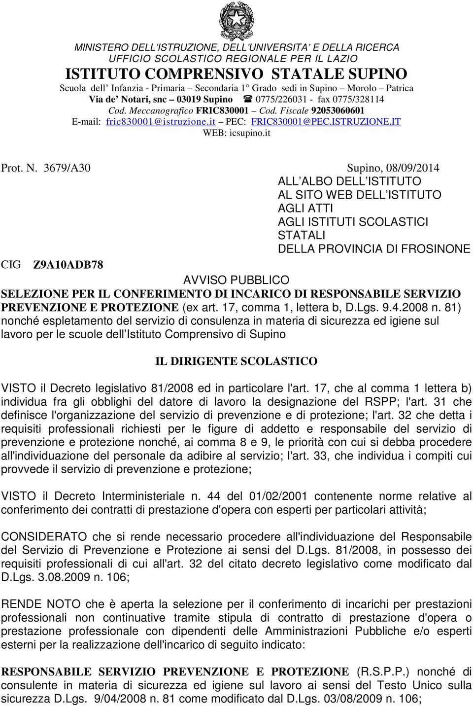 ISTRUZIONE.IT WEB: icsupino.it Prot. N.