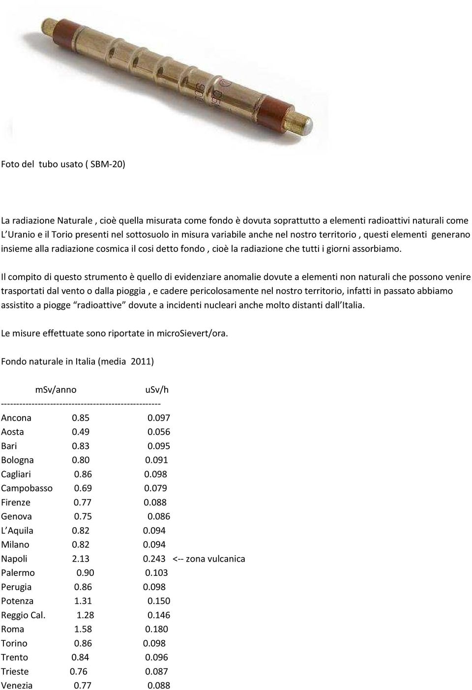 Il compito di questo strumento è quello di evidenziare anomalie dovute a elementi non naturali che possono venire trasportati dal vento o dalla pioggia, e cadere pericolosamente nel nostro