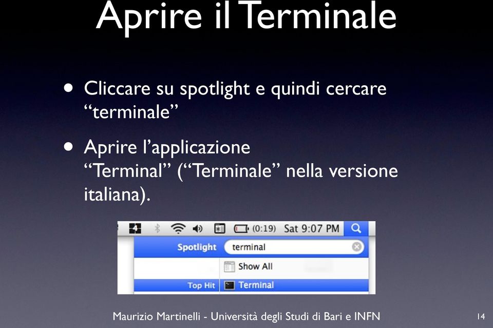 terminale Aprire l applicazione