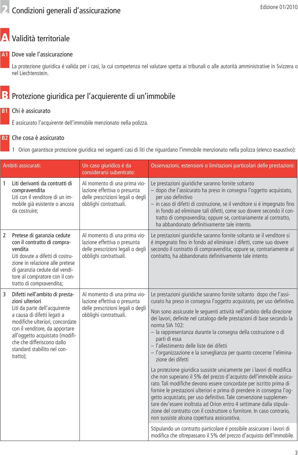 B Protezione giuridica per l acquierente di un immobile B1 Chi è assicurato È assicurato l acquirente dell immobile menzionato nella polizza.