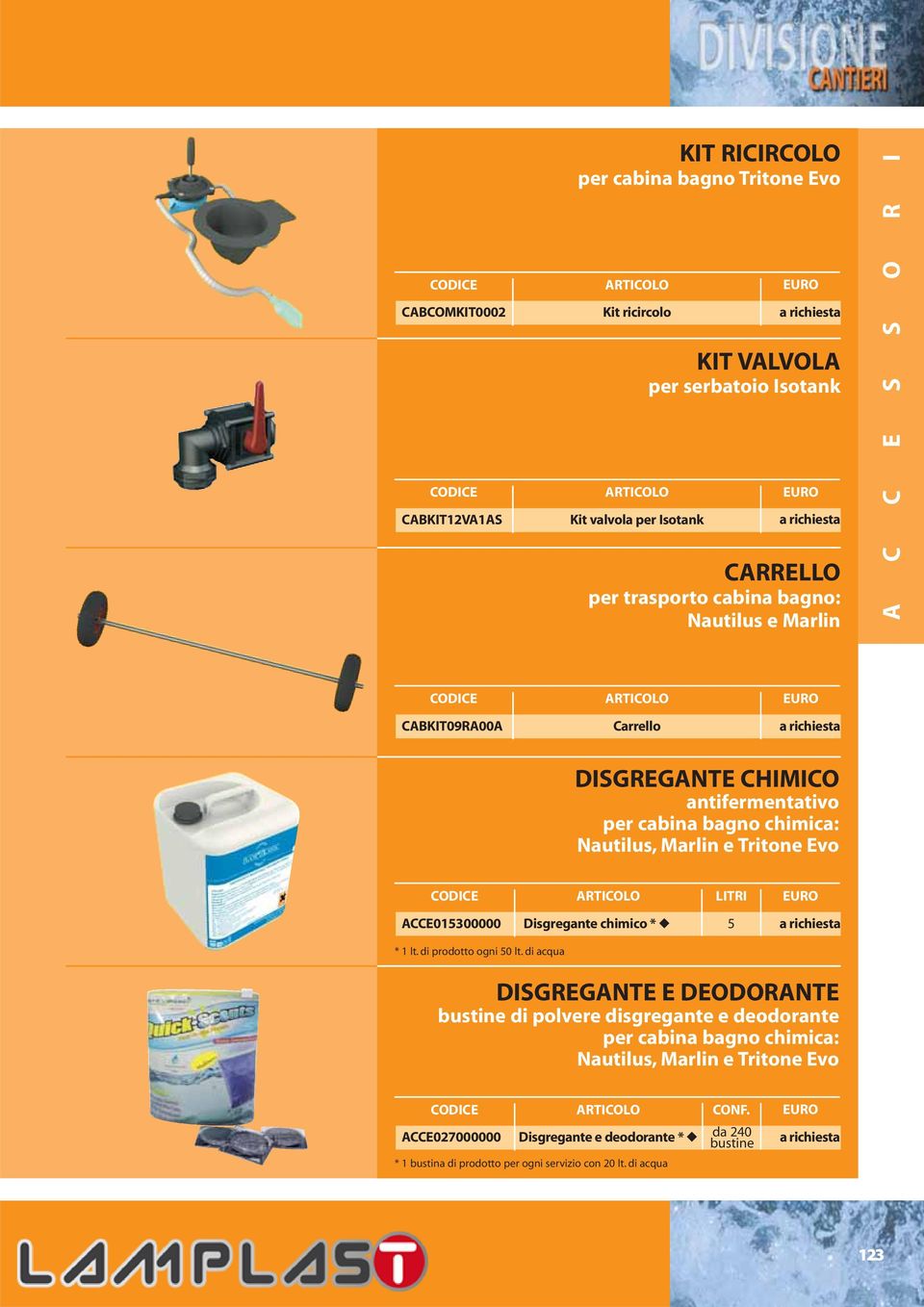 LITRI ACCE015300000 Disgregante chimico * 5 * 1 lt. di prodotto ogni 50 lt.