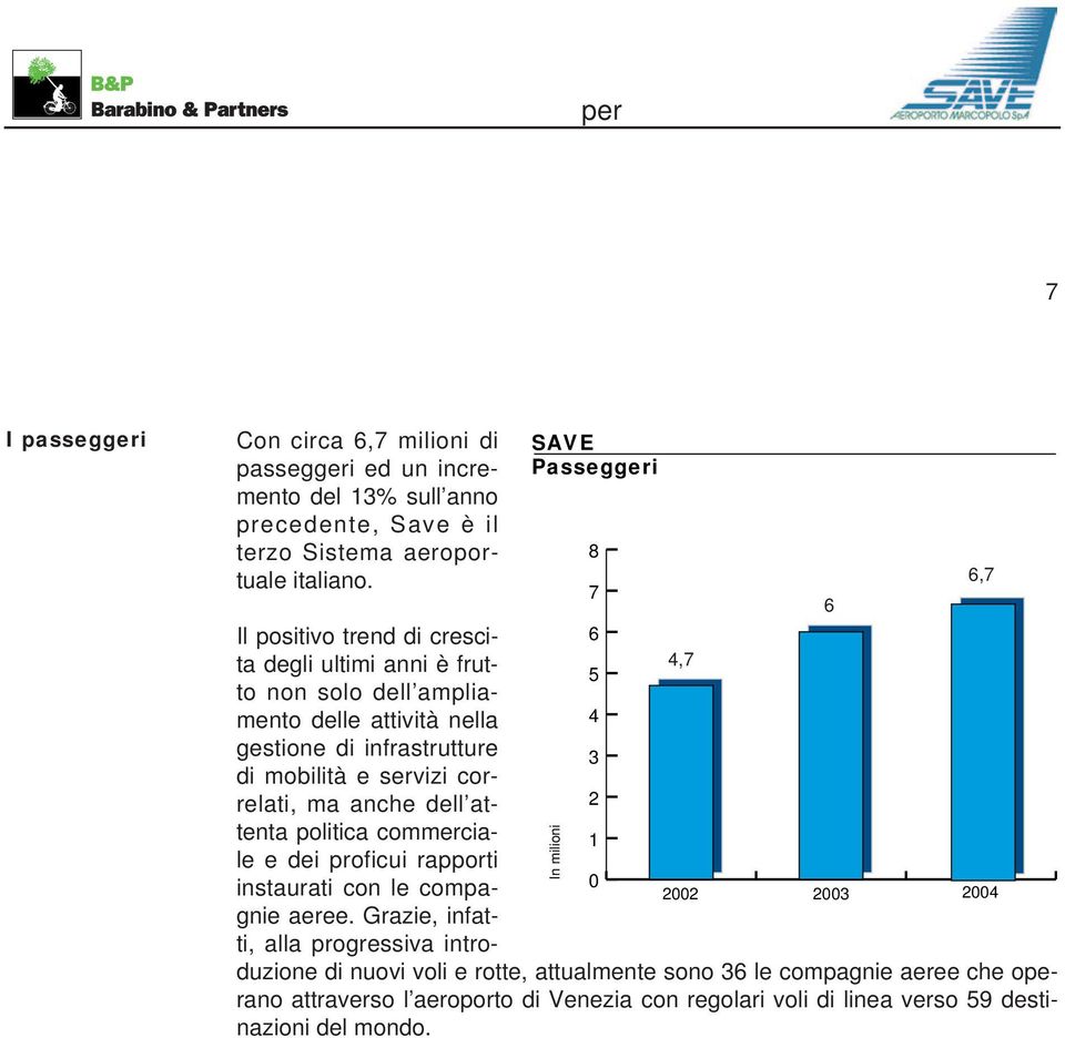 servizi correlati, ma anche dell attenta politica commerciale e dei proficui rapporti instaurati con le compagnie aeree.