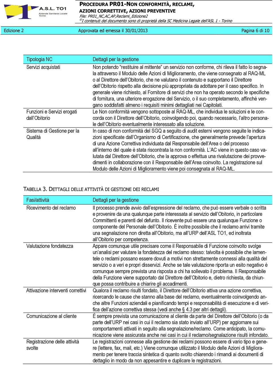 Obitorio, che ne valutano il contenuto e supportano il Direttore dell Obitorio rispetto alla decisione più appropriata da adottare per il caso specifico.