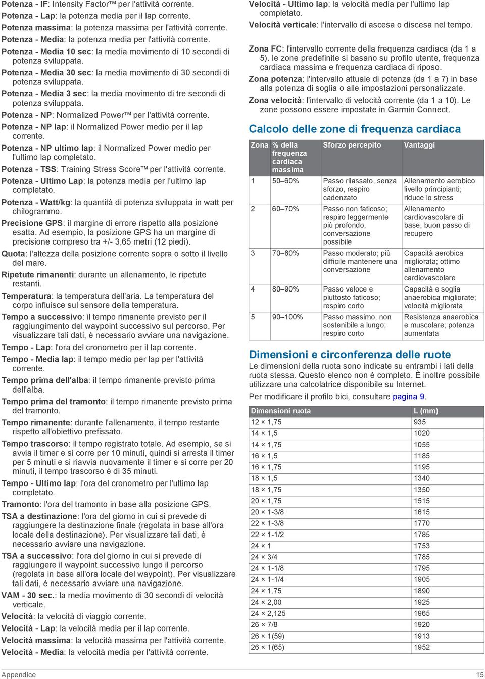 Potenza - Media 30 sec: la media movimento di 30 secondi di potenza sviluppata. Potenza - Media 3 sec: la media movimento di tre secondi di potenza sviluppata.