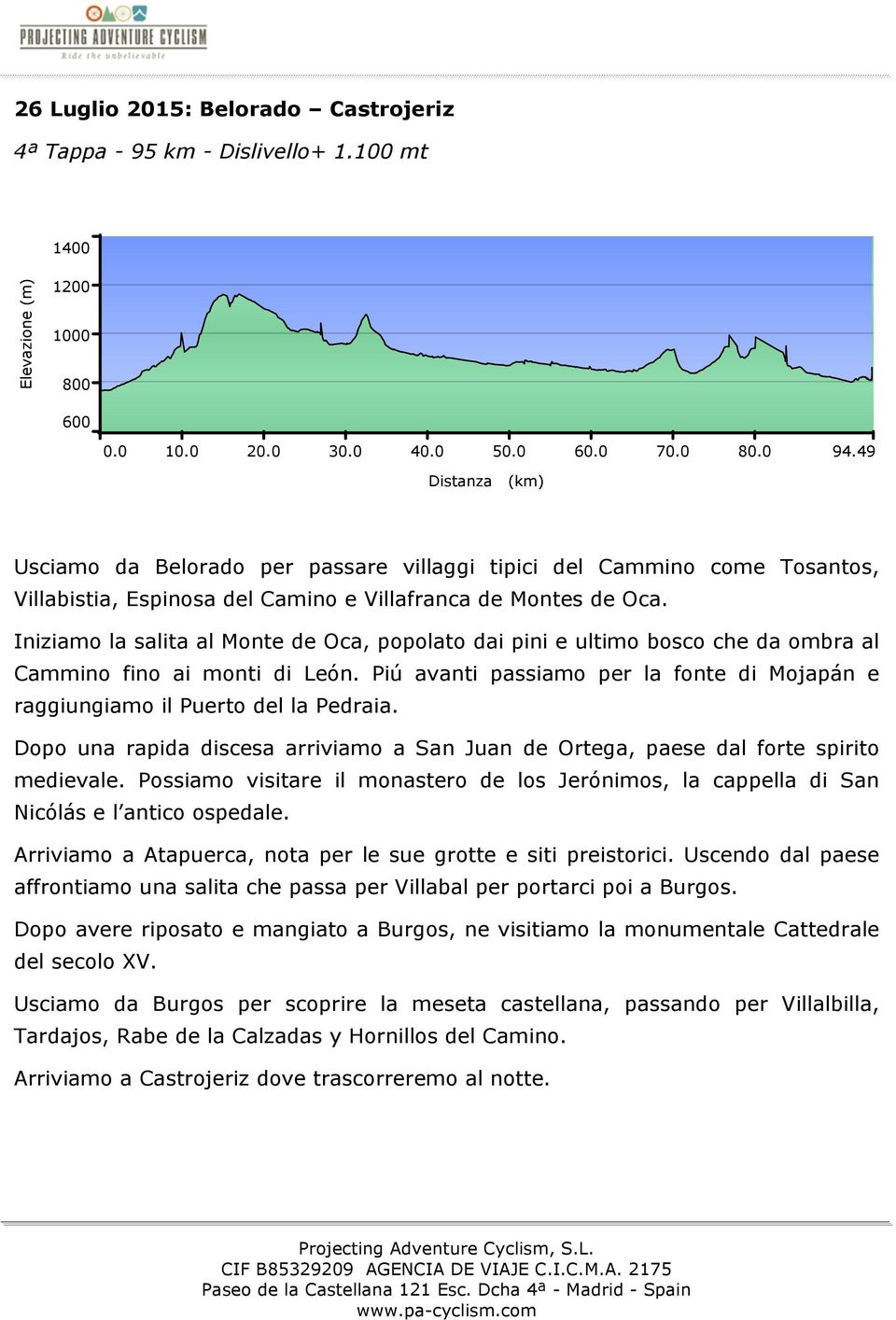 Iniziamo la salita al Monte de Oca, popolato dai pini e ultimo bosco che da ombra al Cammino fino ai monti di León. Piú avanti passiamo per la fonte di Mojapán e raggiungiamo il Puerto del la Pedraia.