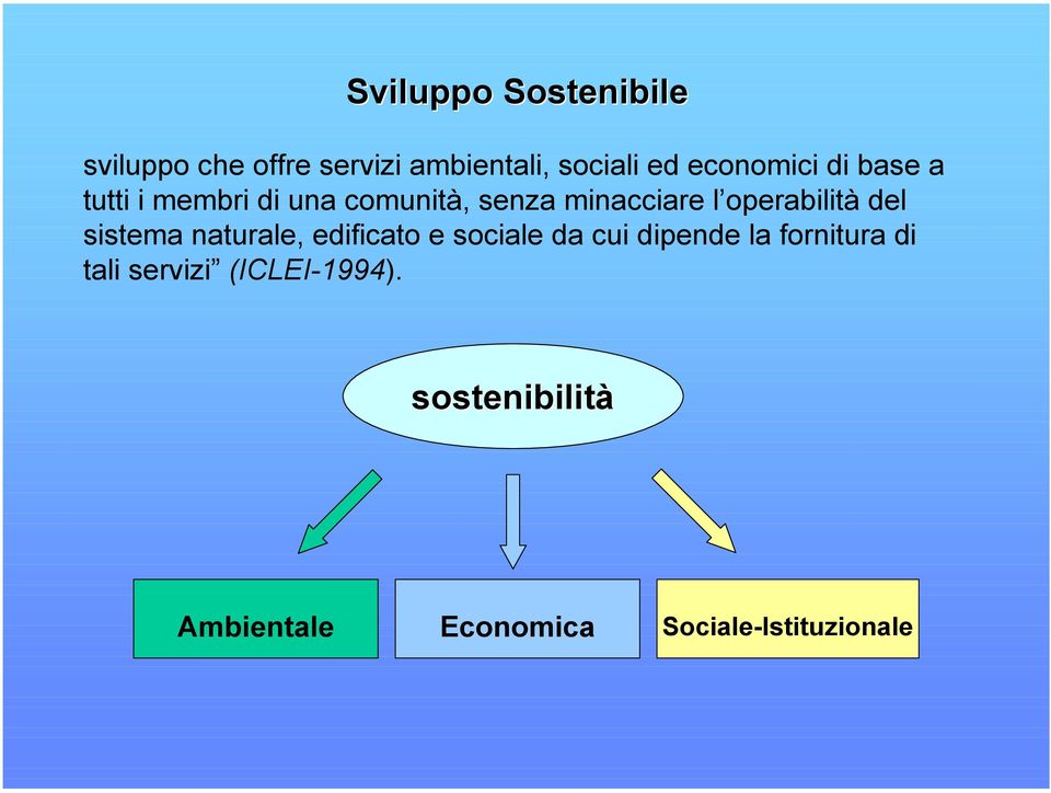 operabilità del sistema naturale, edificato e sociale da cui dipende la