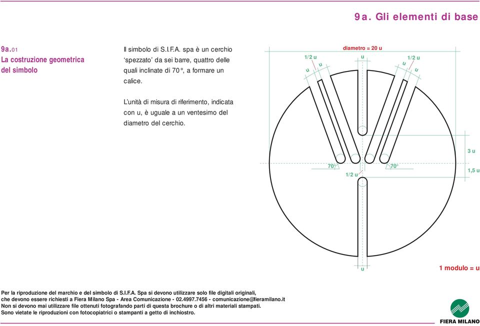 3 u 70 70 1/2 u 1,5 u u 1 modulo = u Per la riproduzione del marchio e del simbolo di S.I.F.A.