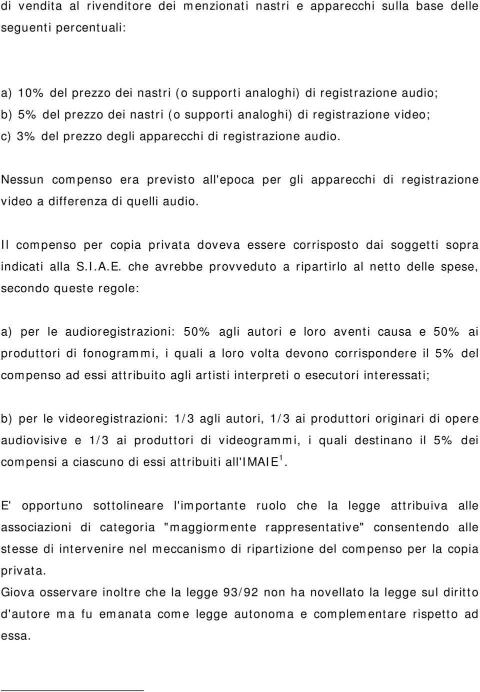 Nessun compenso era previsto all'epoca per gli apparecchi di registrazione video a differenza di quelli audio.