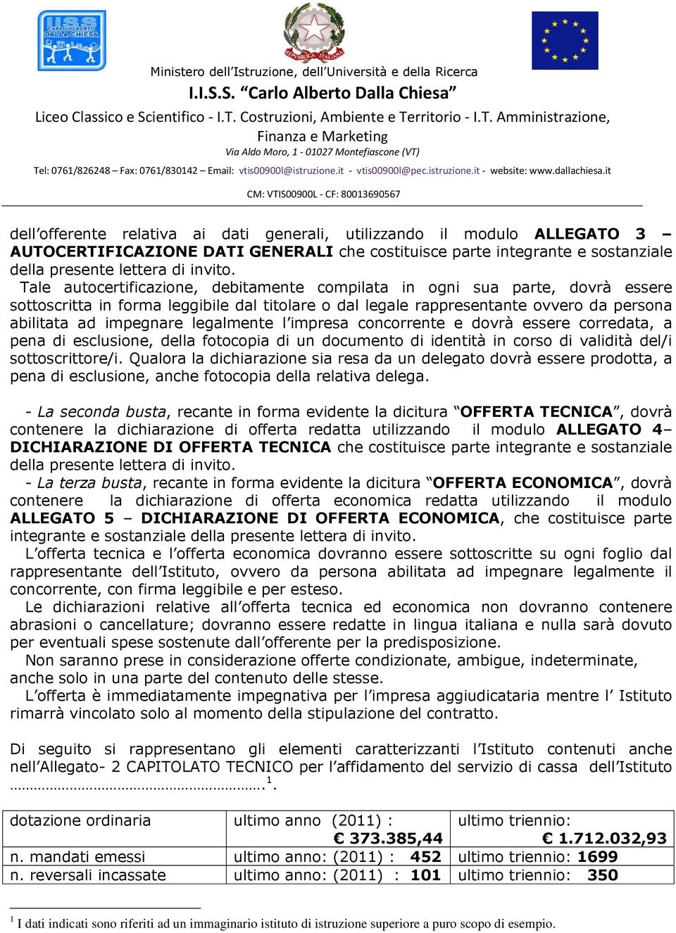 legalmente l impresa concorrente e dovrà essere corredata, a pena di esclusione, della fotocopia di un documento di identità in corso di validità del/i sottoscrittore/i.