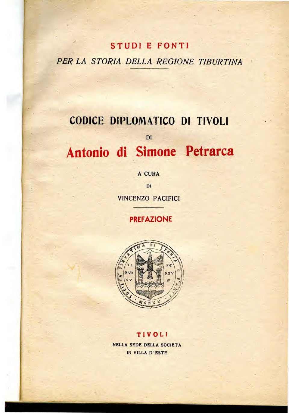 di Simone Petrarca A CURA Dl VINCENZO PACIFICI