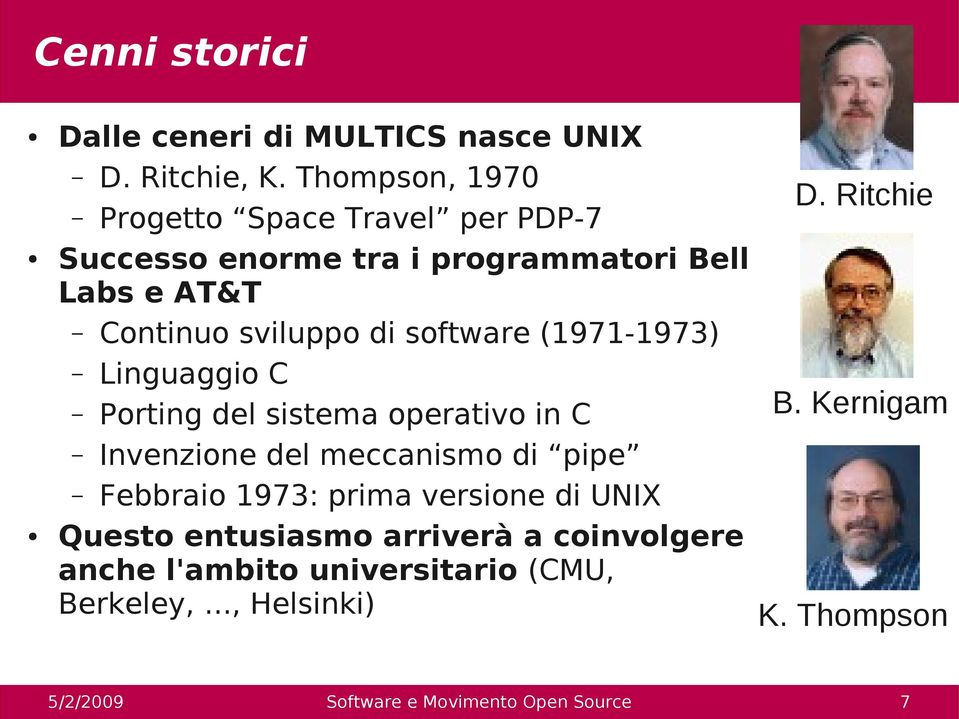 software (1971-1973) Linguaggio C B.