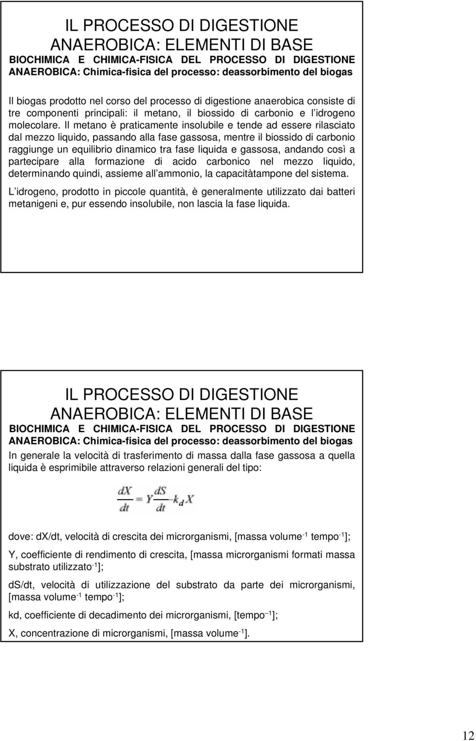 Il metano è praticamente insolubile e tende ad essere rilasciato dal mezzo liquido, passando alla fase gassosa, mentre il biossido di carbonio raggiunge un equilibrio dinamico tra fase liquida e