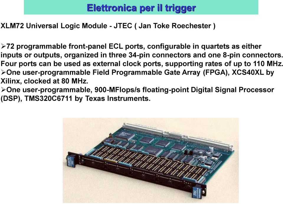 Four ports can be used as external clock ports, supporting rates of up to 110 MHz.