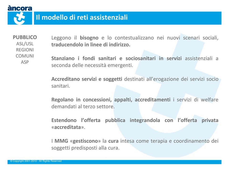 Accreditano servizi e soggetti destinati all erogazione dei servizi socio sanitari.