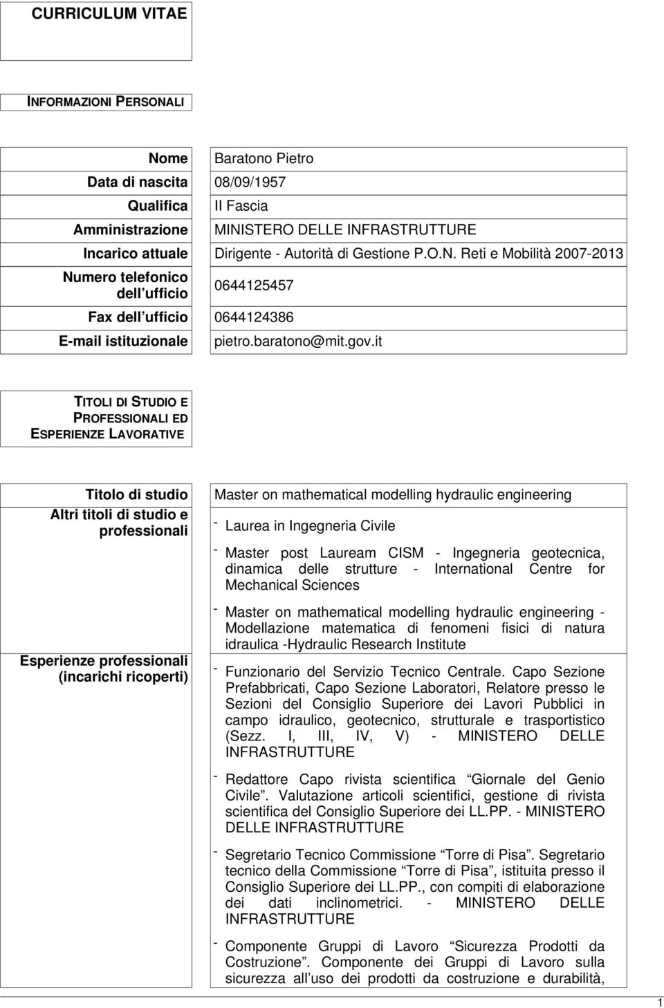 it TITOLI DI STUDIO E PROFESSIONALI ED ESPERIENZE LAVORATIVE Titolo di studio Altri titoli di studio e professionali Esperienze professionali (incarichi ricoperti) Master on mathematical modelling