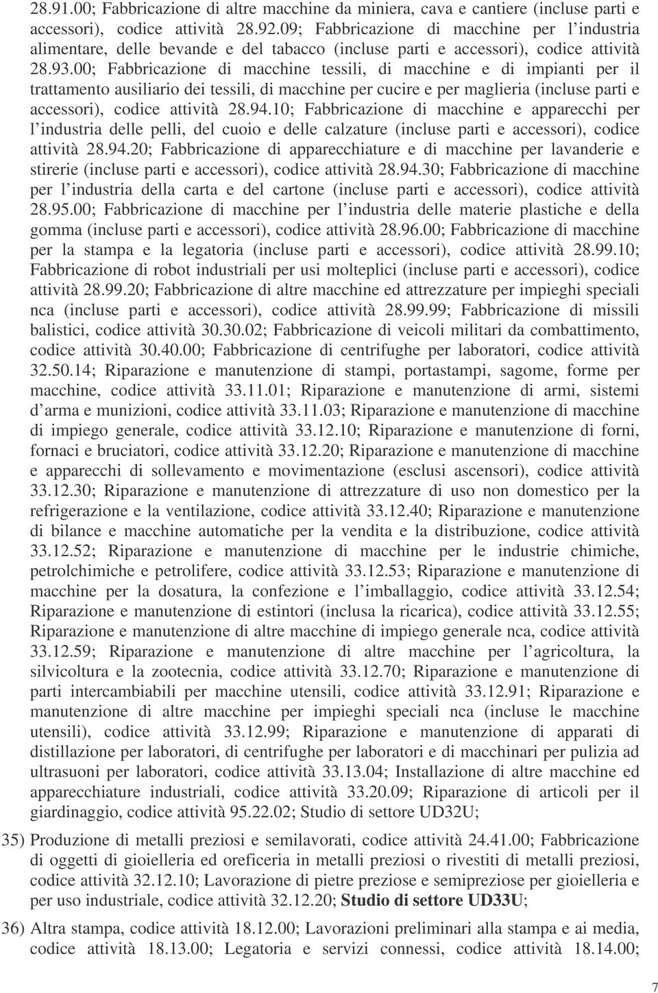 00; Fabbricazione di macchine tessili, di macchine e di impianti per il trattamento ausiliario dei tessili, di macchine per cucire e per maglieria (incluse parti e accessori), codice attività 28.94.