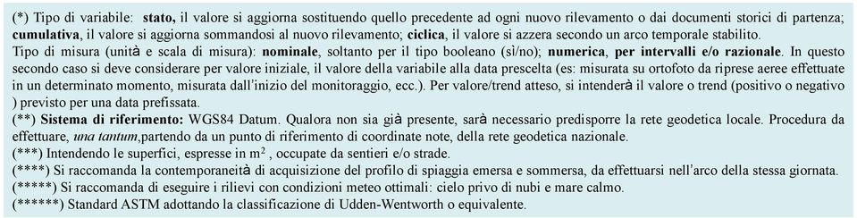 Tipo di misura (unità e scala di misura): nominale, soltanto per il tipo booleano (sì/no); numerica, per intervalli e/o razionale.