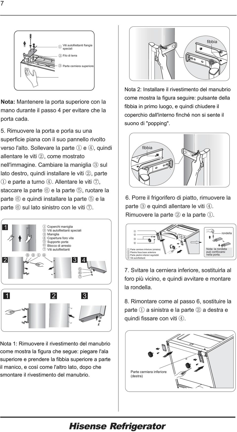 Cambiare la maniglia sul lato destro, quindi installare le viti, parte e parte a turno.