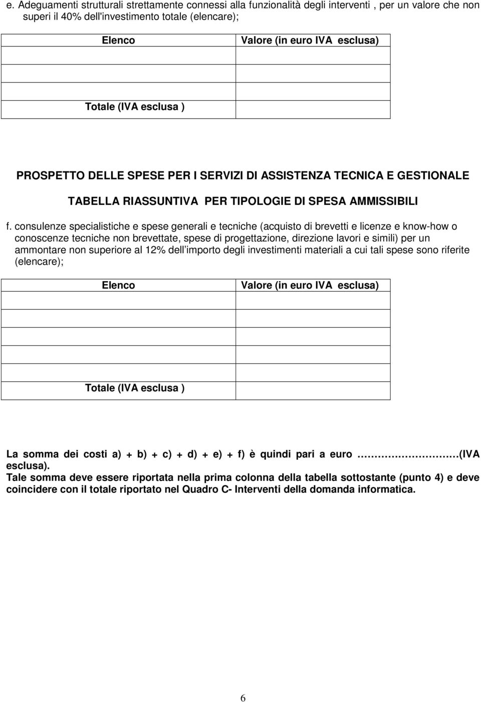 consulenze specialistiche e spese generali e tecniche (acquisto di brevetti e licenze e know-how o conoscenze tecniche non brevettate, spese di progettazione, direzione lavori e simili) per un