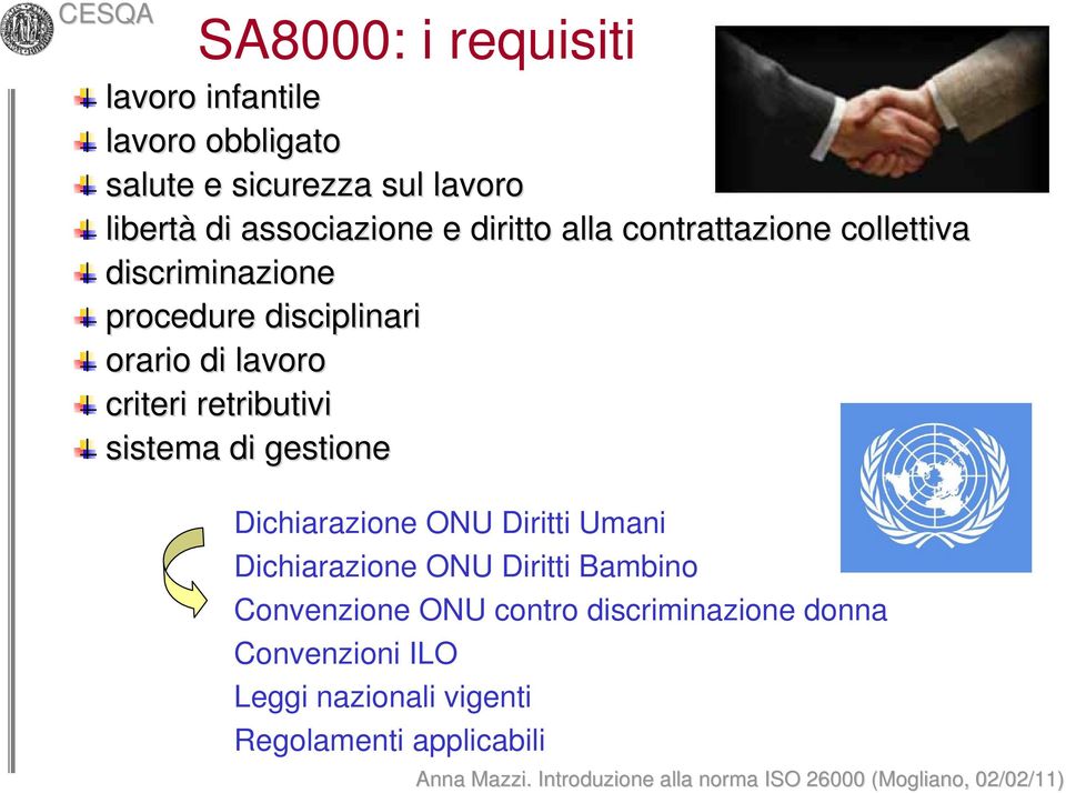 lavoro criteri retributivi sistema di gestione Dichiarazione ONU Diritti Umani Dichiarazione ONU Diritti