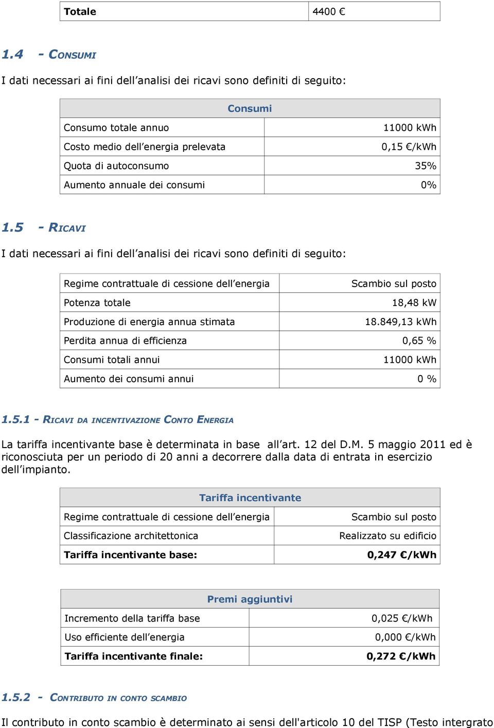 Aumento annuale dei consumi 0% 1.