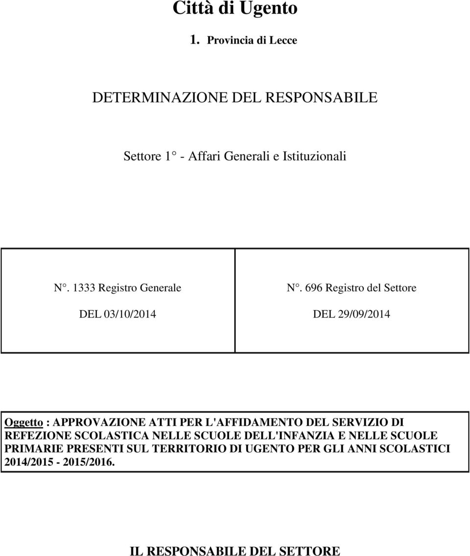 1333 Registro Generale DEL 03/10/2014 N.