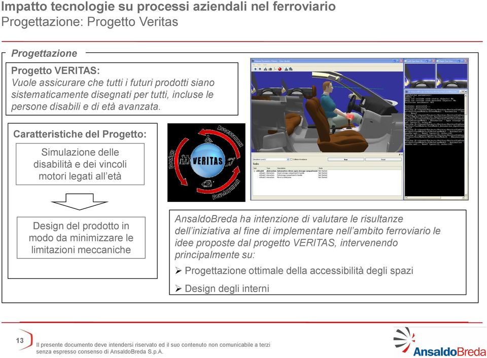 . Caratteristiche del Progetto: Simulazione delle disabilità e dei vincoli motori legati all età Design del prodotto in modo da minimizzare le limitazioni meccaniche