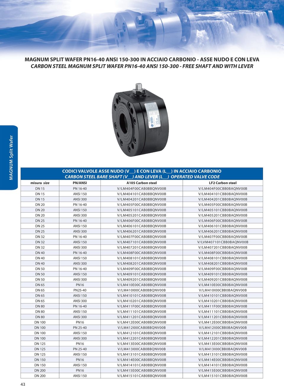 V/LM404F00CBB0BAQNV00B DN 15 ANSI 150 V/LM404101CAB0BBQNV00B V/LM404101CBB0BAQNV00B DN 15 ANSI 300 V/LM404201CAB0BBQNV00B V/LM404201CBB0BAQNV00B DN 20 PN 16-40 V/LM405F00CAB0BBQNV00B