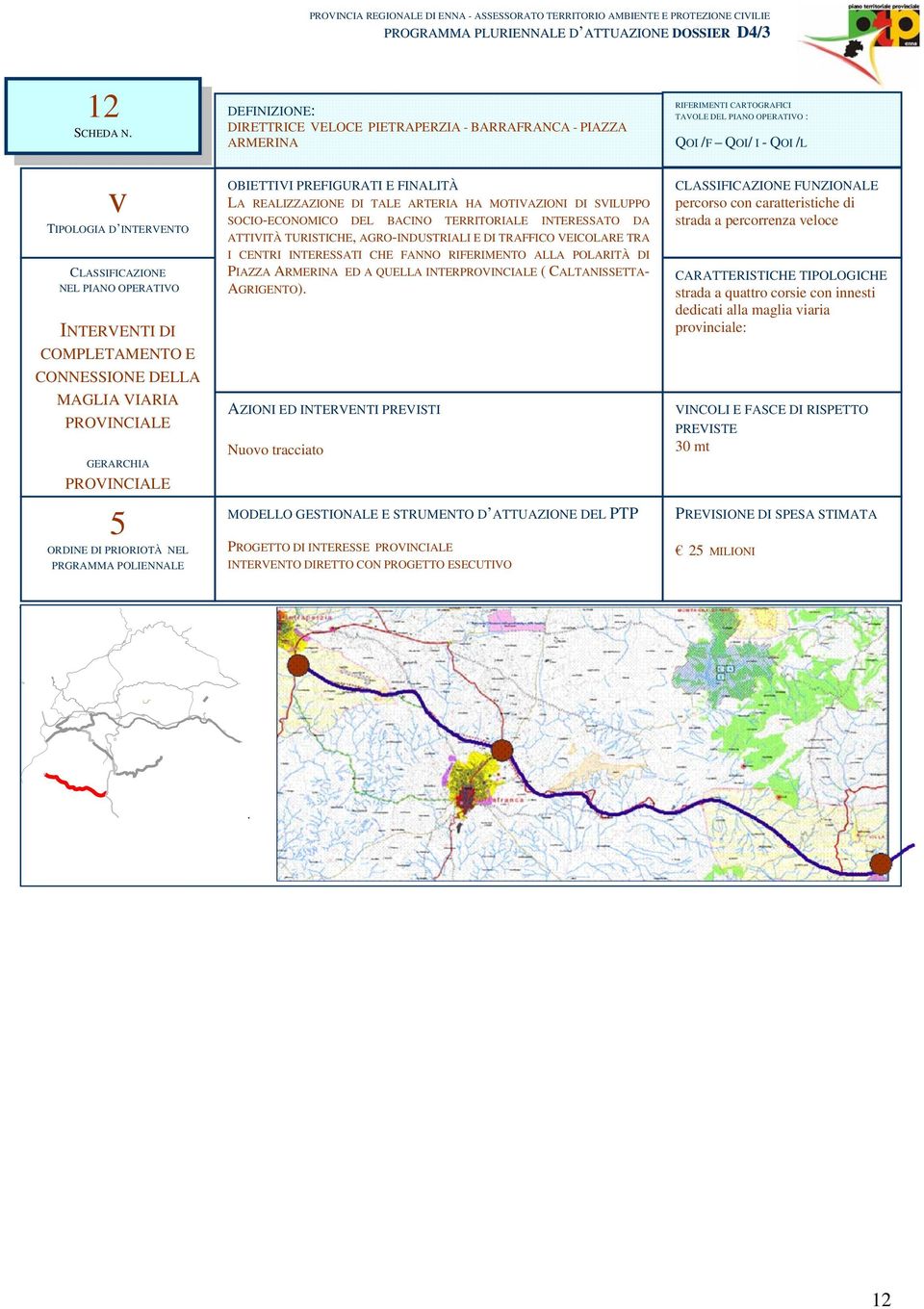 VEICOLARE TRA I CENTRI INTERESSATI CHE FANNO RIFERIMENTO ALLA POLARITÀ DI PIAZZA ARMERINA ED A QUELLA INTER ( CALTANISSETTA- AGRIGENTO).