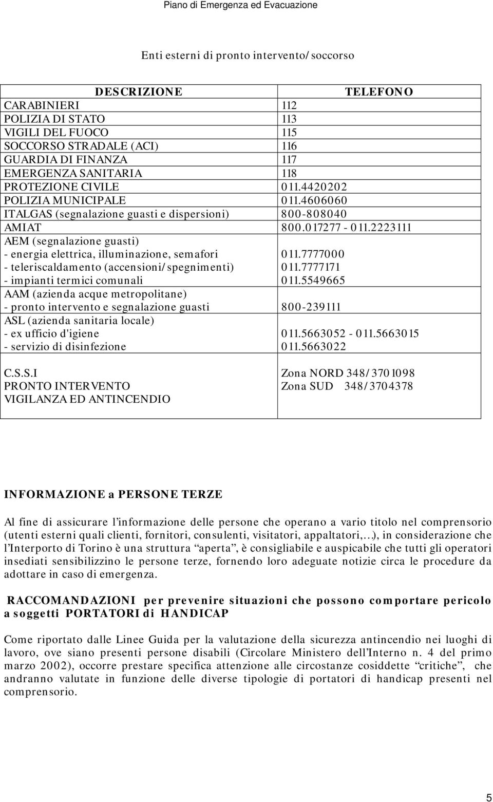 2223111 AEM (segnalazine guasti) - energia elettrica, illuminazine, semafri - teleriscaldament (accensini/spegnimenti) - impianti termici cmunali 011.7777000 011.7777171 011.