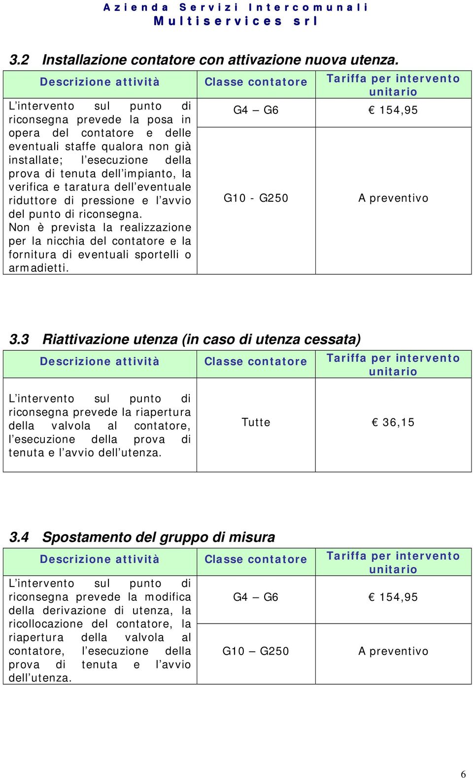 verifica e taratura dell eventuale riduttore di pressione e l avvio del punto di riconsegna.