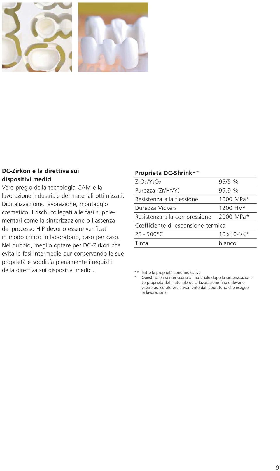 Nel dubbio, meglio optare per DC-Zirkon che evita le fasi intermedie pur conservando le sue proprietà e soddisfa pienamente i requisiti della direttiva sui dispositivi medici.