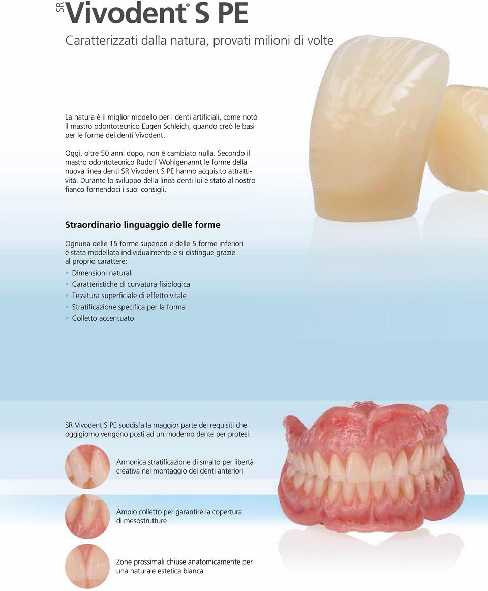 Secondo il mastro odontotecnico Rudolf Wohlgenannt le forme della nuova linea denti SR Vivodent S PE hanno acquisito attrattività.