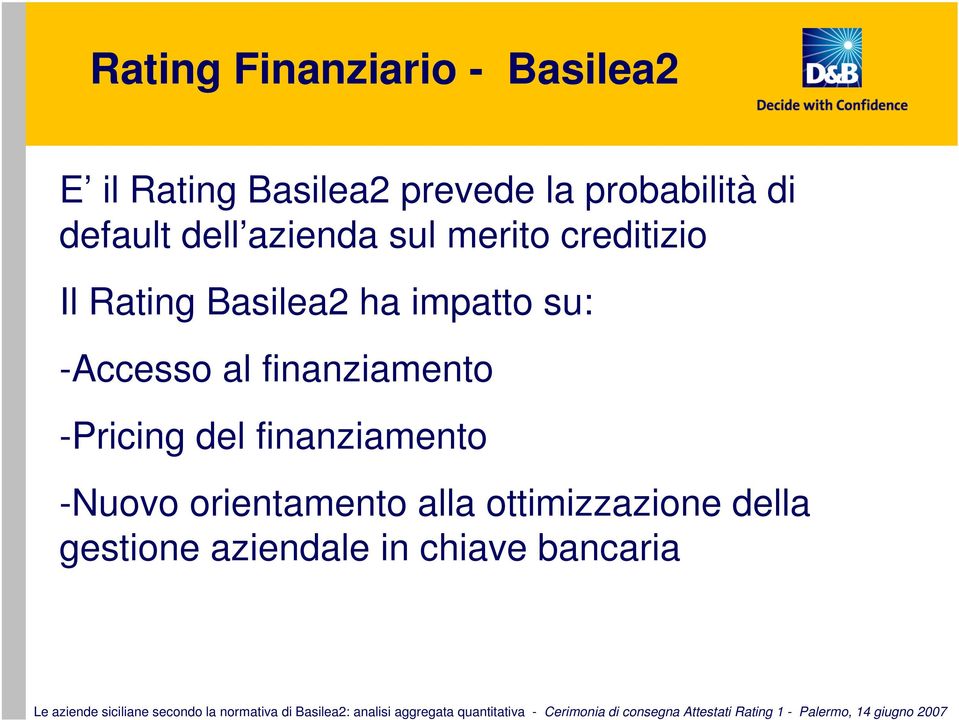Basilea2 ha impatto su: -Accesso al finanziamento -Pricing del