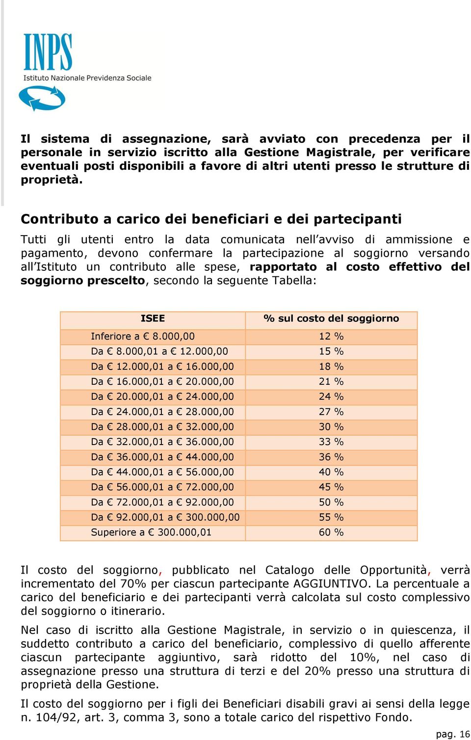 Contributo a carico dei beneficiari e dei partecipanti Tutti gli utenti entro la data comunicata nell avviso di ammissione e pagamento, devono confermare la partecipazione al soggiorno versando all