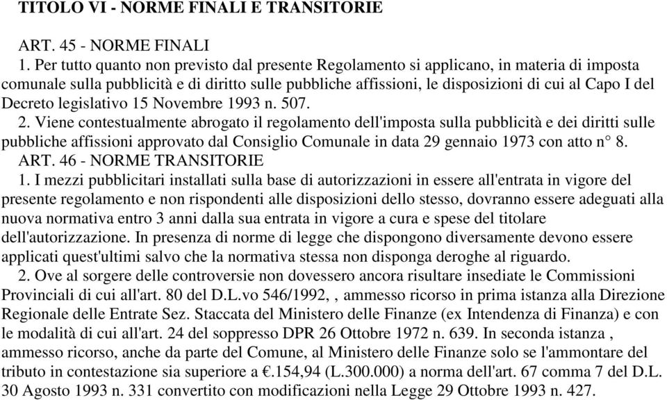 Decreto legislativo 15 Novembre 1993 n. 507. 2.