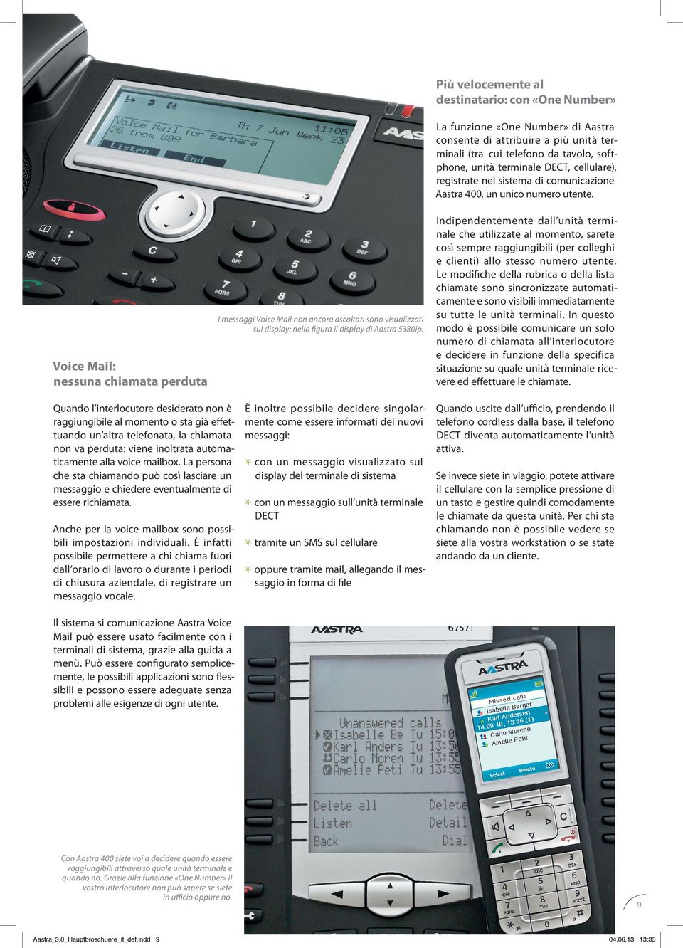 I messaggi Voice Mail non ancora ascoltati sono visualizzati sul display: nella figura il display di Aastra 5380ip.