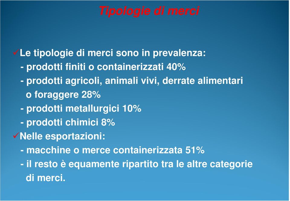 28% - prodotti metallurgici 10% - prodotti chimici c 8% Nelle esportazioni: - macchine