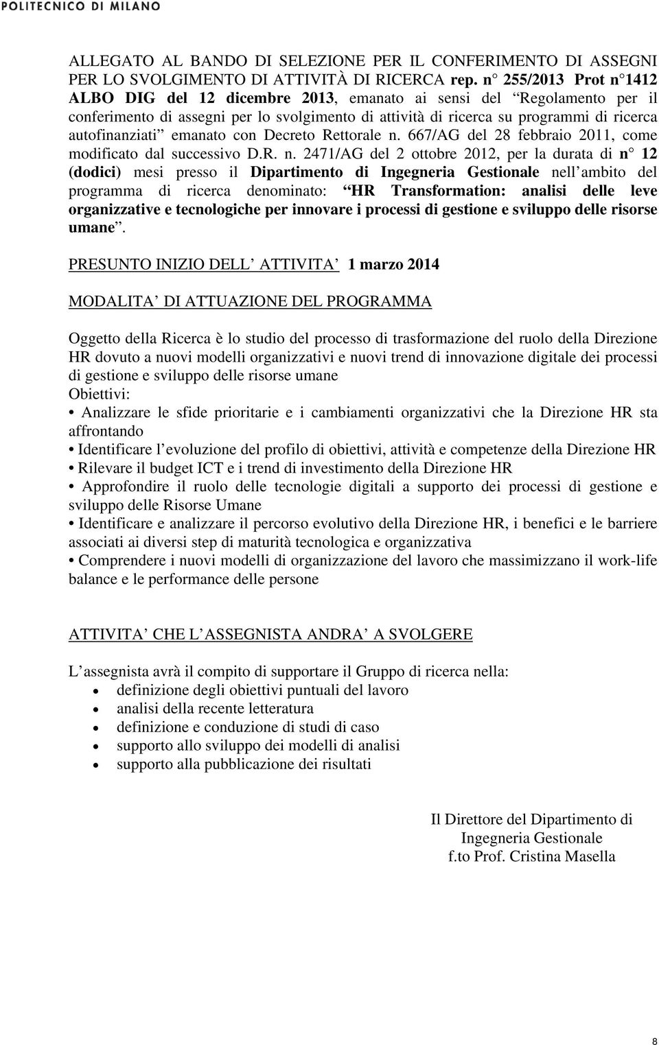 emanato con Decreto Rettorale n.