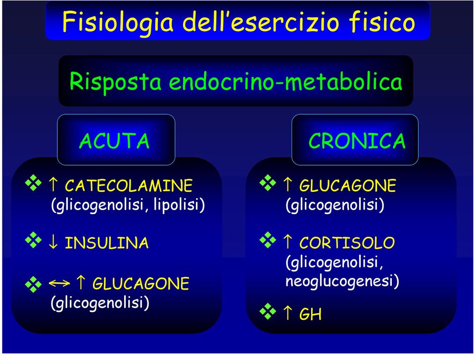 lipolisi) INSULINA < > GLUCAGONE (glicogenolisi) CRONICA