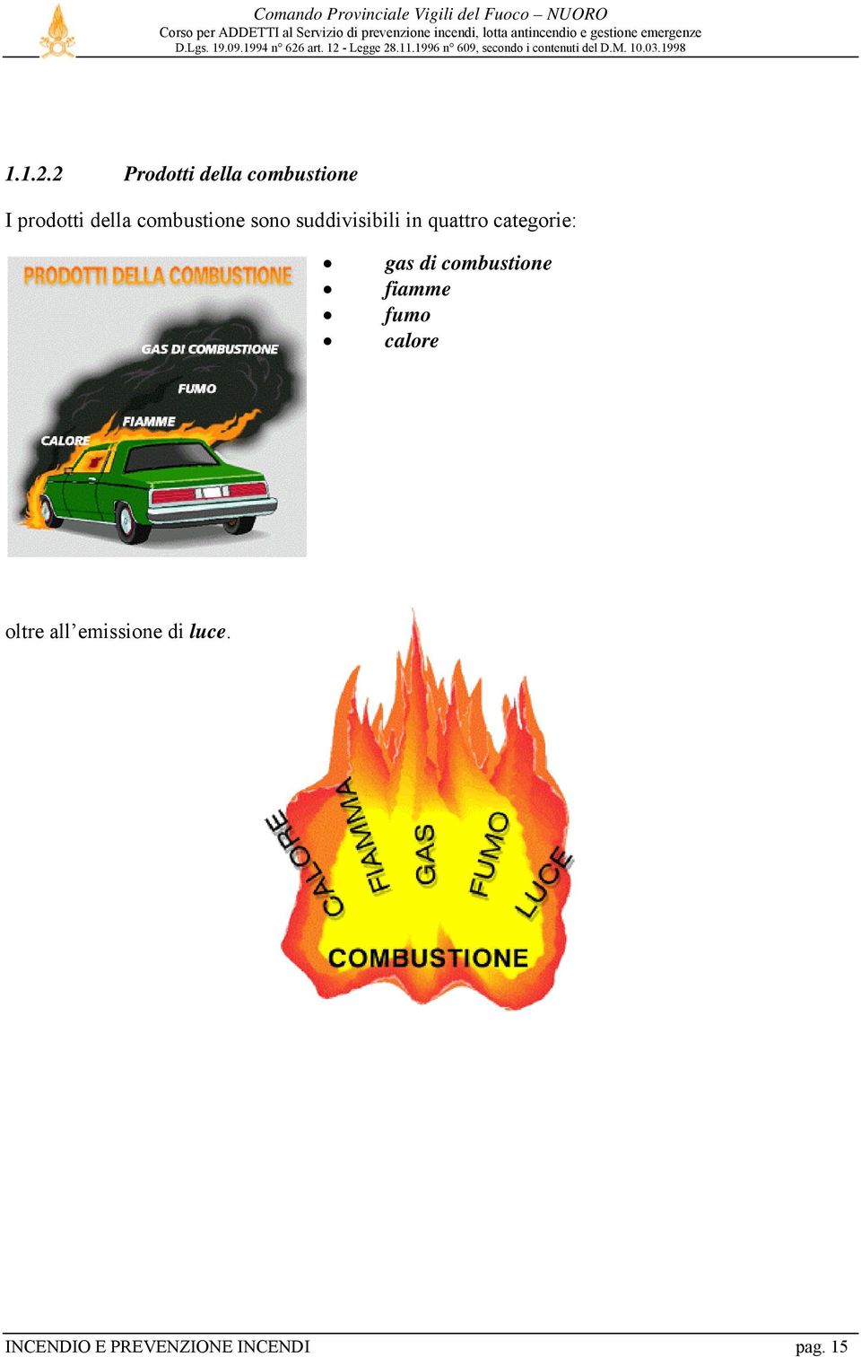 combustione sono suddivisibili in quattro categorie:
